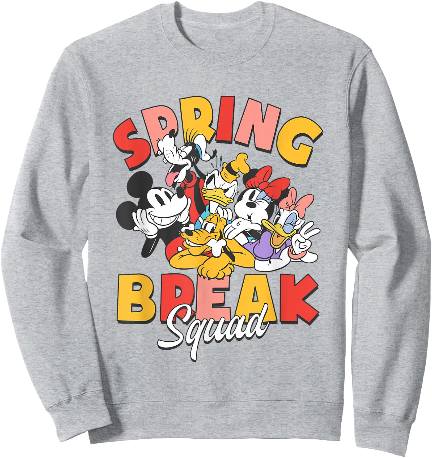 Disney Mickey And Friends Spring Break Squad Big Chest Logo Sweatshirt - Sweatshirt | Ash