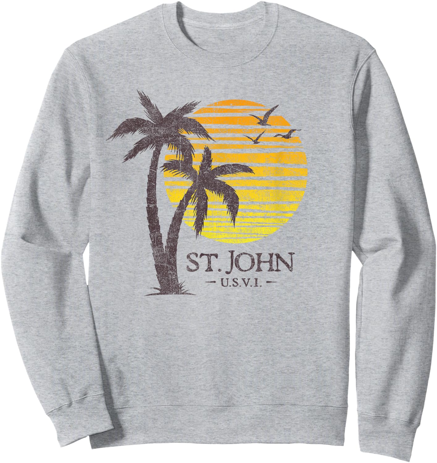 St John USVI Souvenir Colorful Beach Sunset Sweatshirt - Sweatshirt | Ash