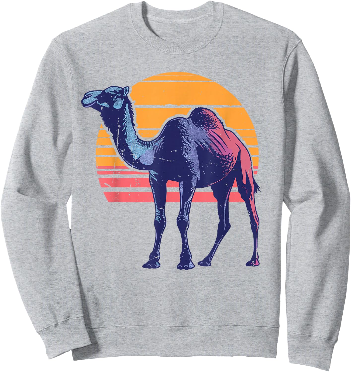 Camel Retro Vintage 80s Style Camel Desert Animals Lover Sweatshirt - Sweatshirt | Ash
