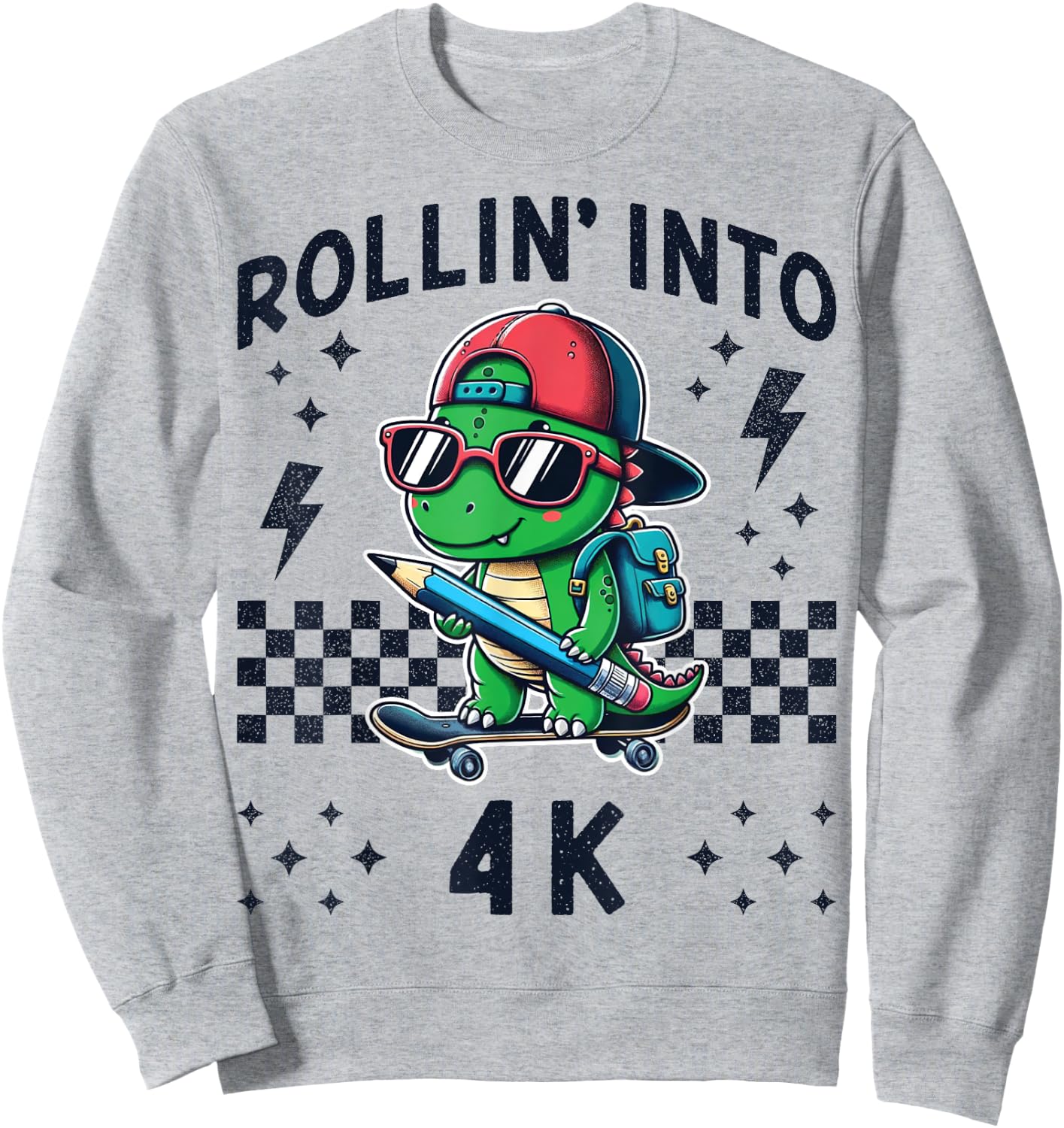 Rollin Into 4K Dinosaur Skateboard Im Ready for 4K Kid Funny Sweatshirt - Sweatshirt | Ash