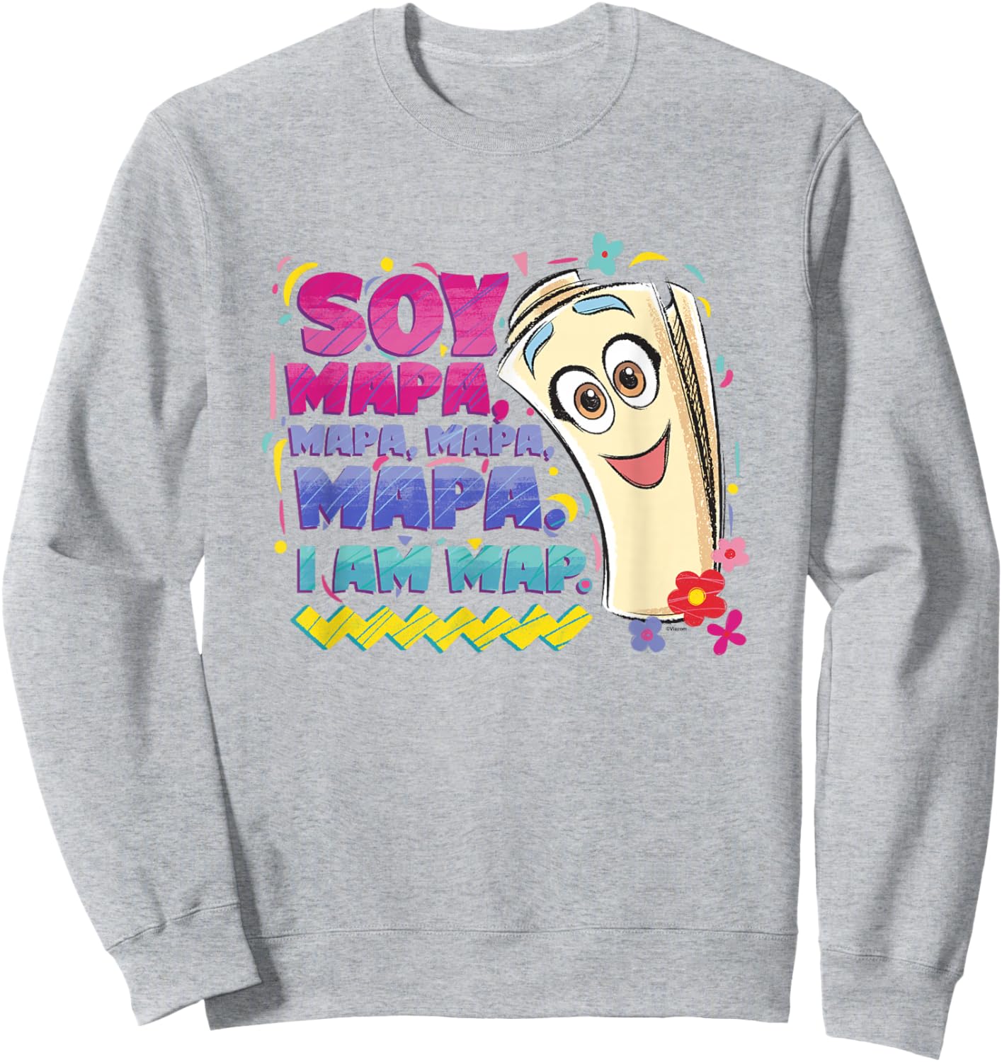 Dora the Explorer Soy Mapa Mapa Mapa Colorful Sketch Logo Sweatshirt - Sweatshirt | Ash