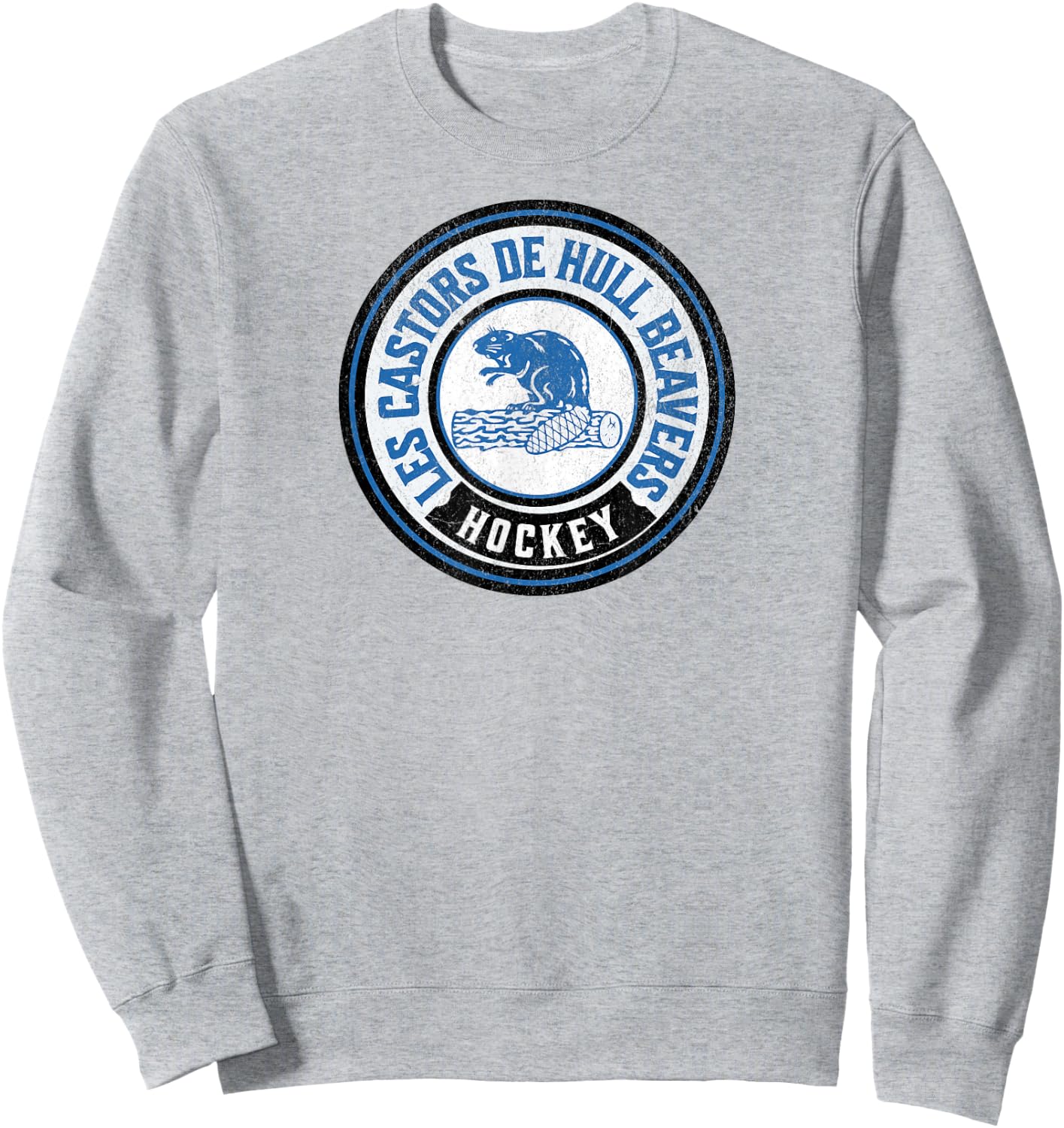 Vintage Beaver Logo Defunct Hockey Team Hull Beavers Sweatshirt - Sweatshirt | Ash