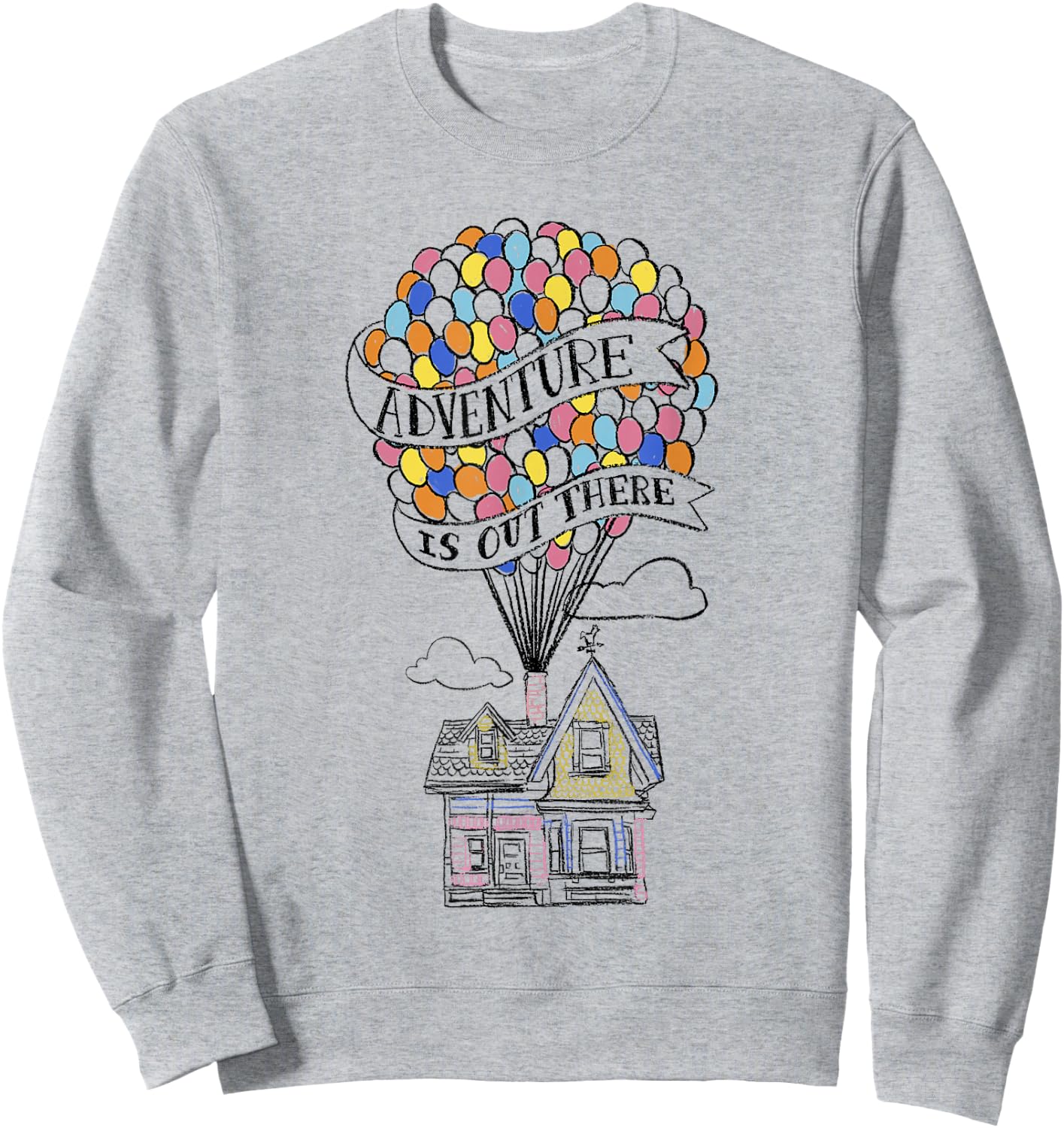 Disney Pixar Up Adventure Is Out There Flying House Outline Sweatshirt - Sweatshirt | Ash