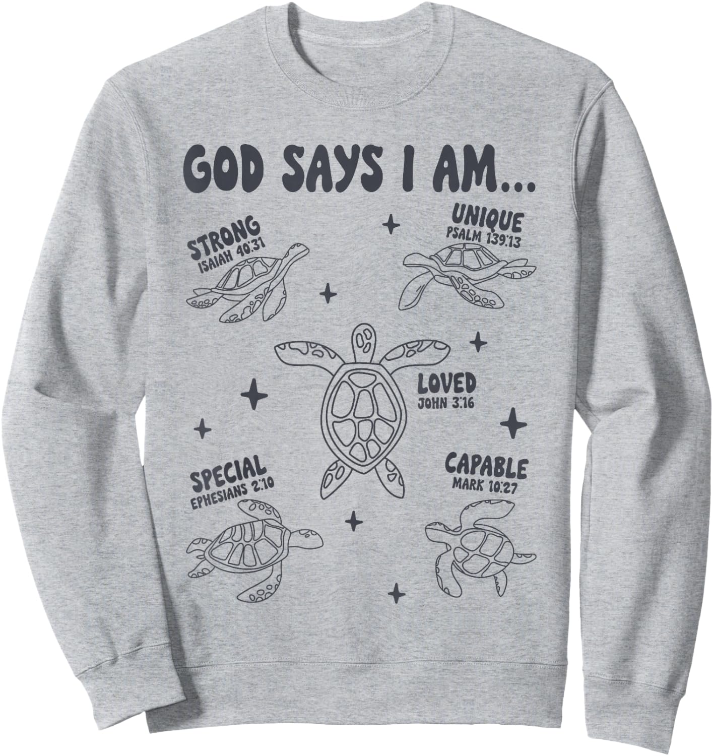 God Says I Am Sea Turtle Lover Men Women Christian Sweatshirt - Sweatshirt | Ash