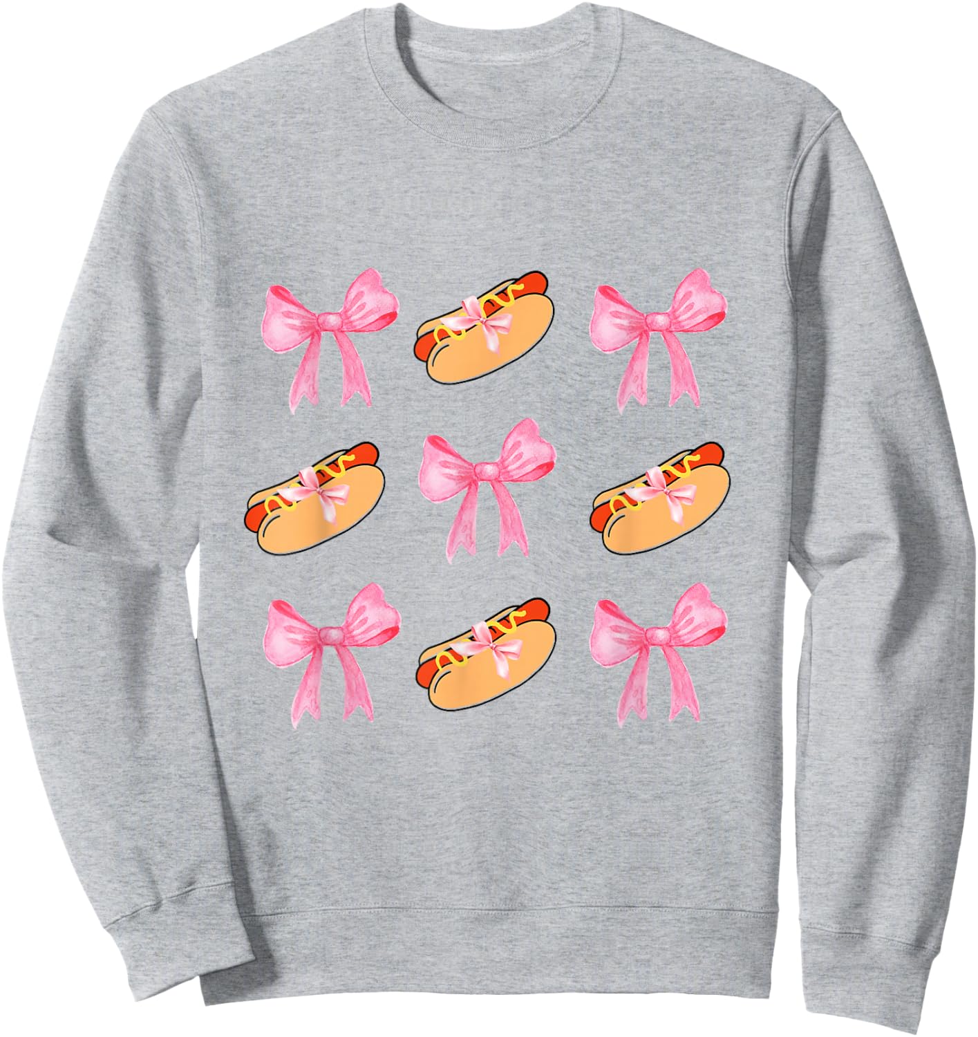 Pink Bows Cute Coquette hotdog y2k Girl Aesthetic Sweatshirt - Sweatshirt | Ash
