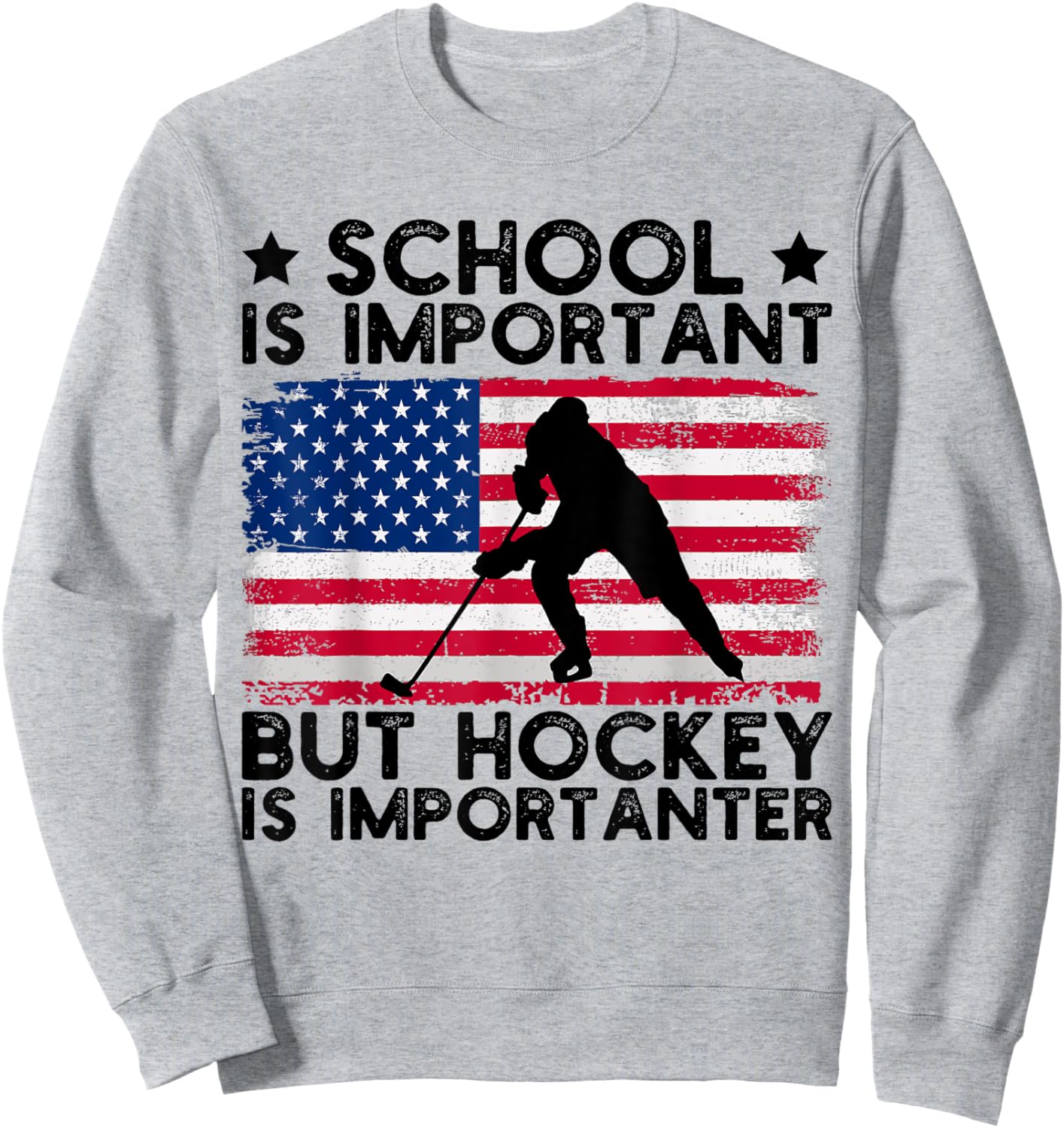 Funny Hockey School Is Important But Hockey is Importanter Sweatshirt - Sweatshirt | Ash