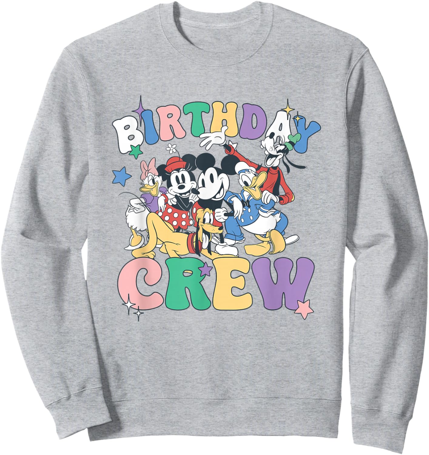 Disney Mickey And Friends Birthday Crew Vintage Group Sweatshirt - Sweatshirt | Ash