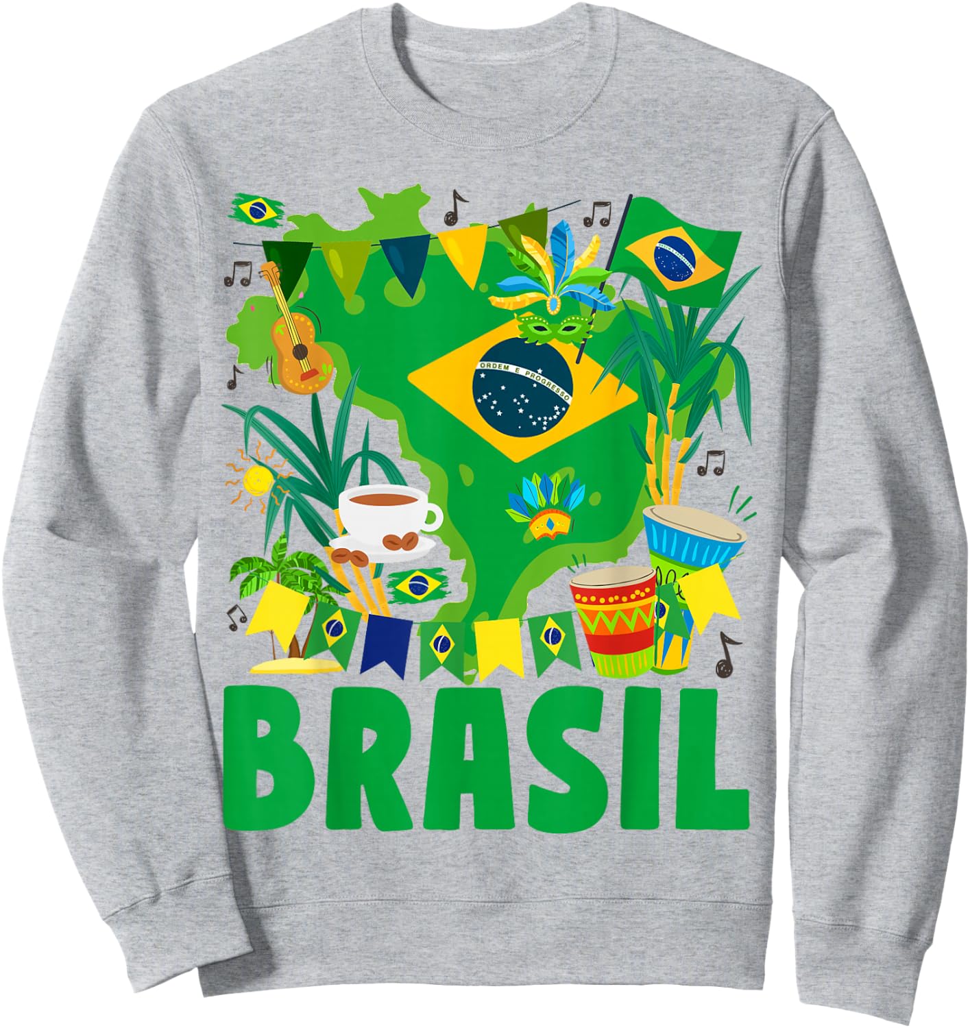 Brasil Flag Outfit Idea For Kids Brazil & Brazilian Flag Sweatshirt - Sweatshirt | Ash