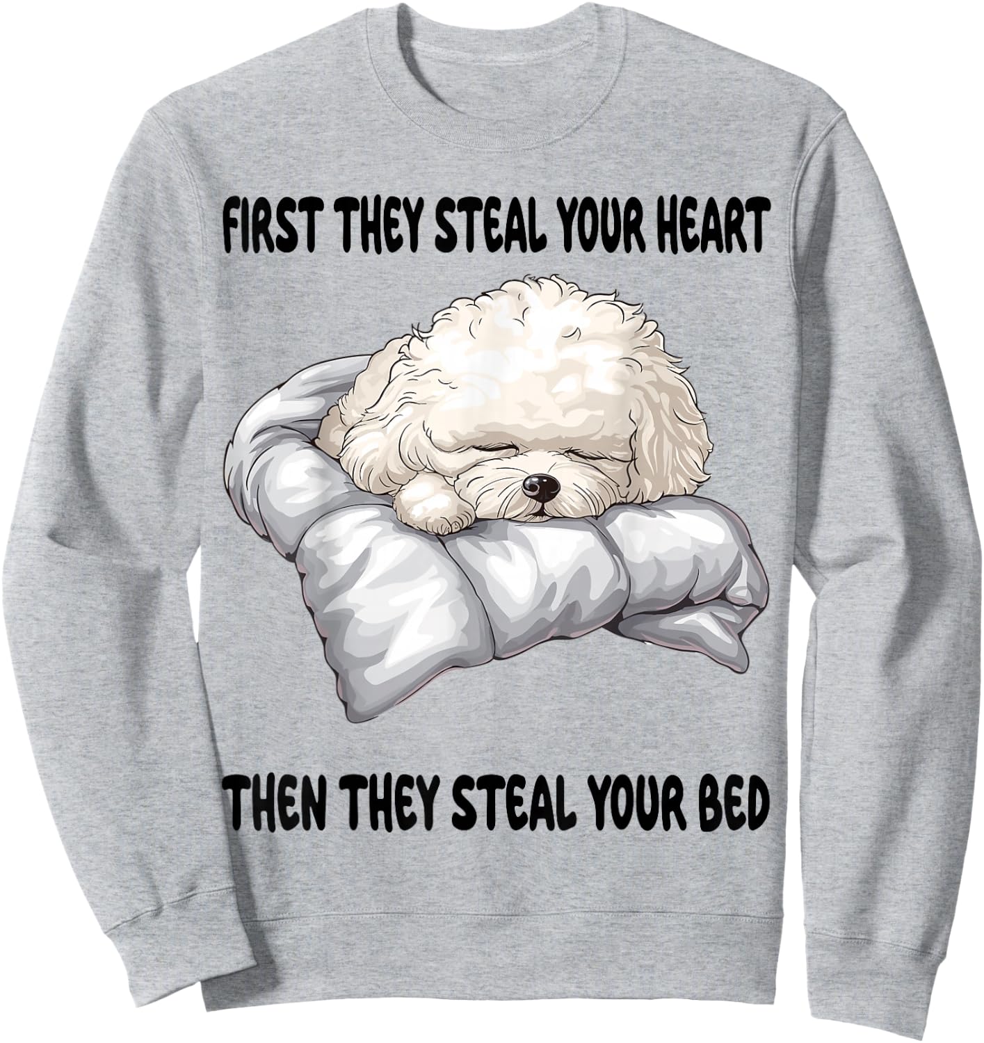 Bichon Frise Sleeping Pajamas Nightgown Sweatshirt - Sweatshirt | Ash