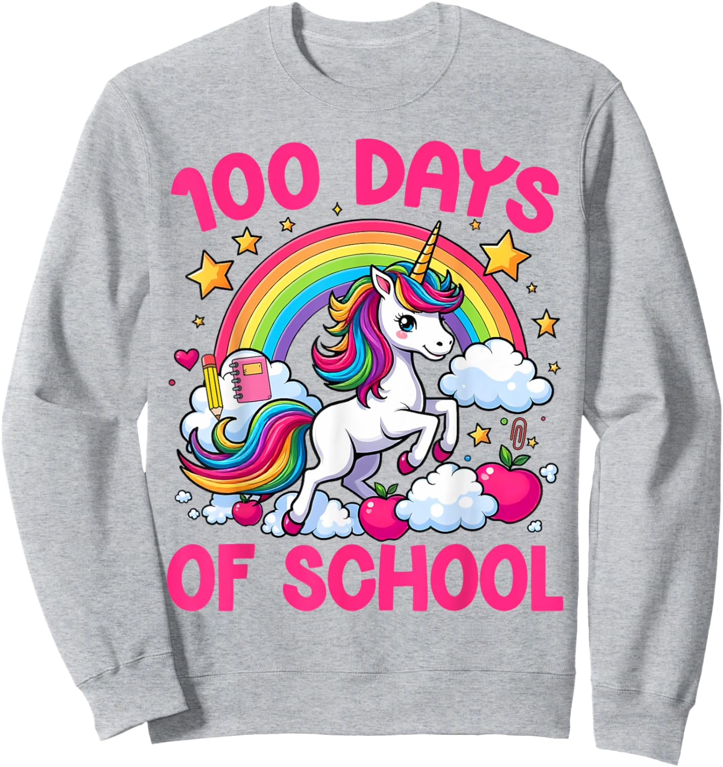 100 Days Of School Unicorn Teacher Girls Happy 100 Days Sweatshirt - Sweatshirt | Ash