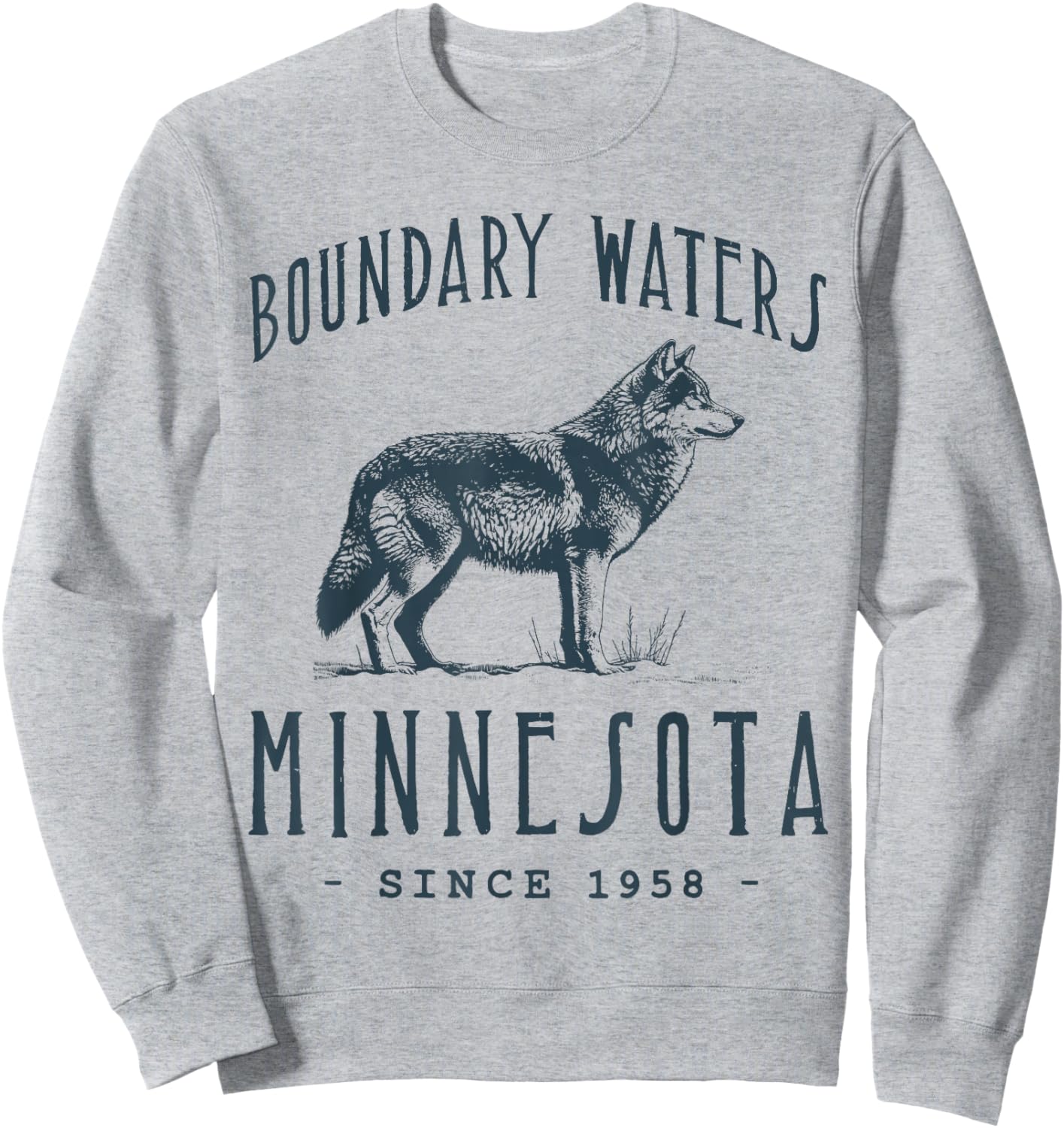 Boundary Waters. Wolf Outdoor Wildlife Sweatshirt - Sweatshirt | Ash