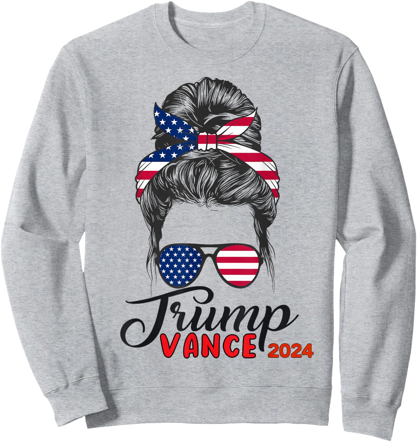 Trump Vance 2024 Trump Girl USA Flag Sweatshirt - Sweatshirt | Ash