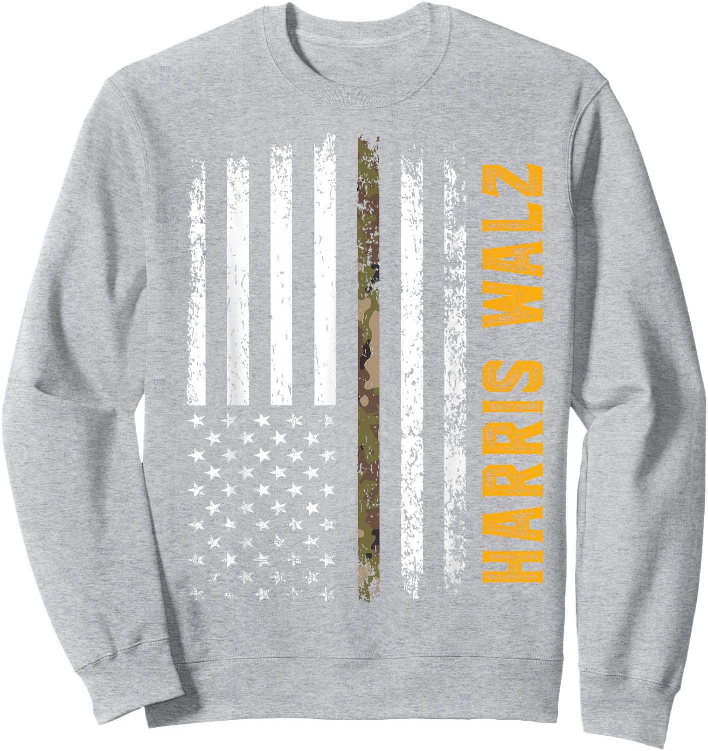 Harris Walz 2024 Presidential Election Kamala Camo Flag Sweatshirt - Sweatshirt | Ash