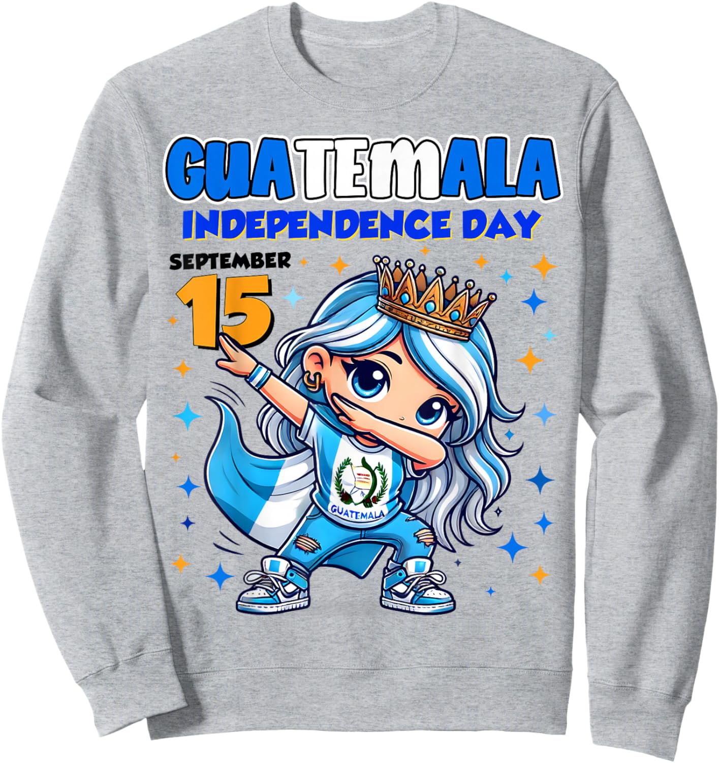 Guatemala Independence Day September 15 Celebration girls Sweatshirt - Sweatshirt | Ash