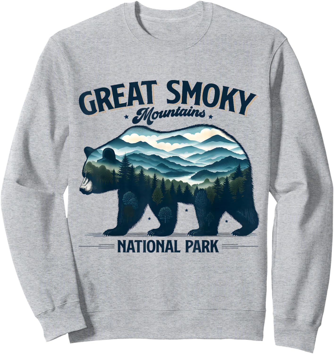 Hiking Camping Great Smoky Mountains National Park Bear Sweatshirt - Sweatshirt | Ash