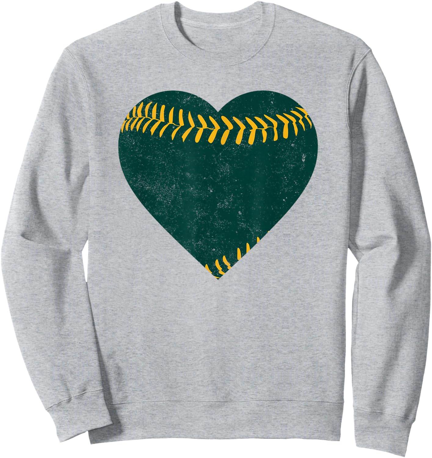 Vintage Green and Gold Baseball Heart Sweatshirt - Sweatshirt | Ash