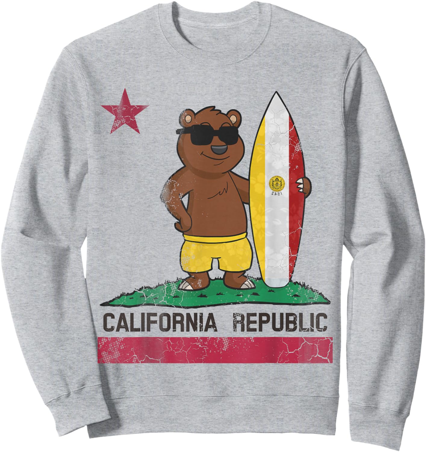 San Diego California Surfer Bear Surfing Men Women Kids Teen Sweatshirt - Sweatshirt | Ash