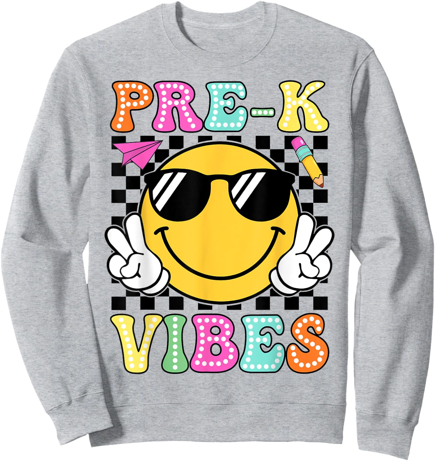 Pre-K Vibes Groovy Back to School Pre-K Teacher Men Women Girls Kids Sweatshirt - Sweatshirt | Ash