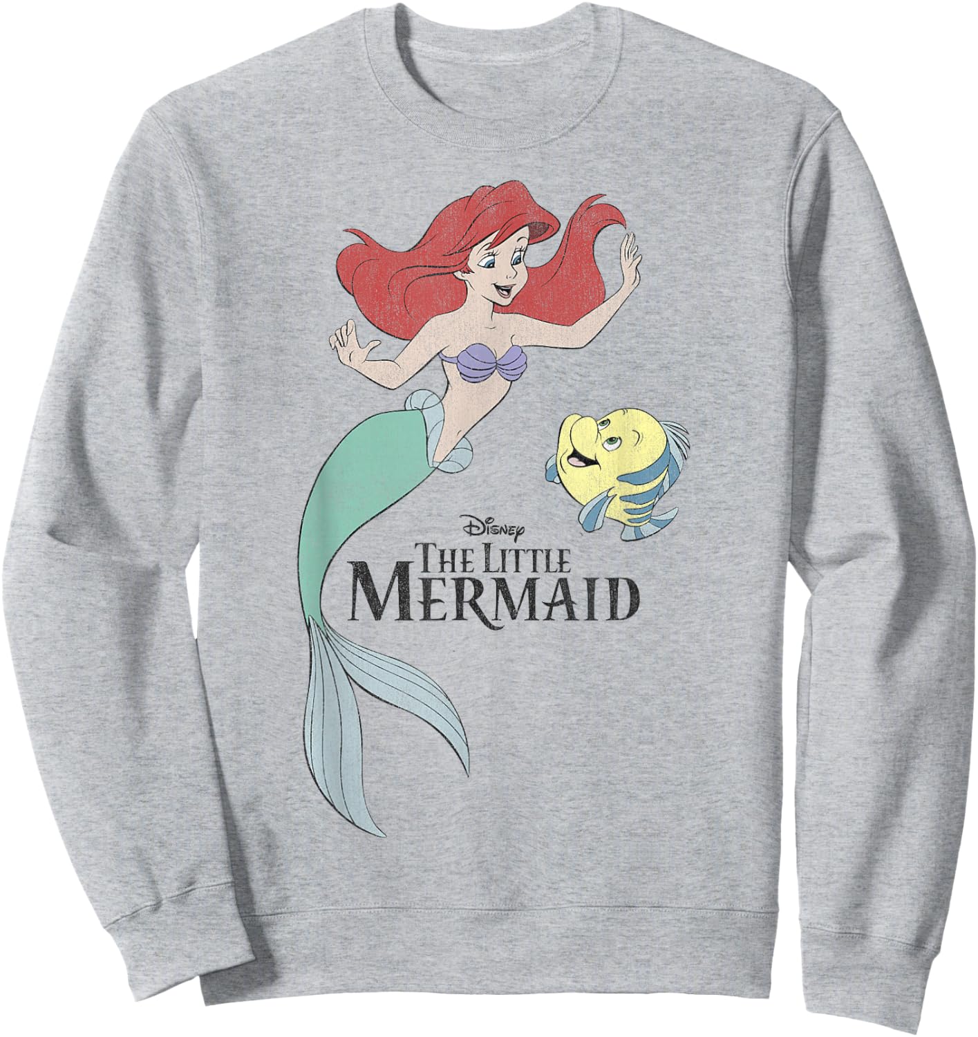 Disney The Little Mermaid Ariel & Flounder Portrait Sweatshirt - Sweatshirt | Ash