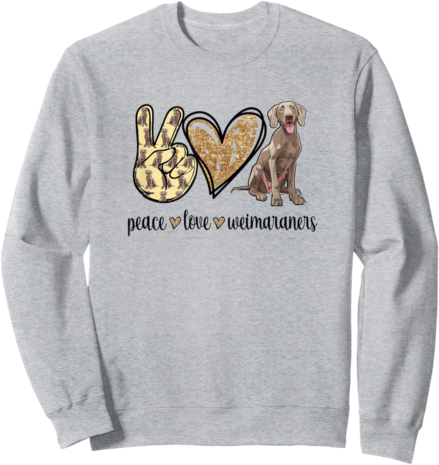 Girls Owners Cute Peace Love Weimaraner Lover Sweatshirt - Sweatshirt | Ash