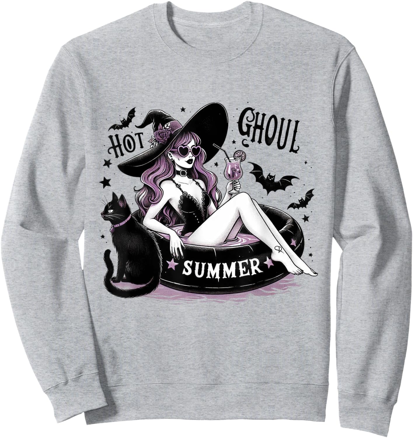 Hot Ghoul Summer Halloween Witch Party Costume Sweatshirt - Sweatshirt | Ash