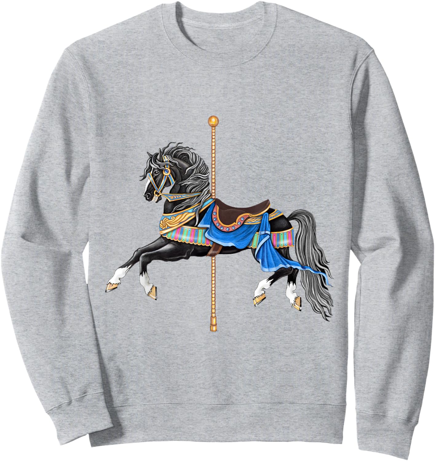 Black Stallion Carousel Horse Sweatshirt - Sweatshirt | Ash