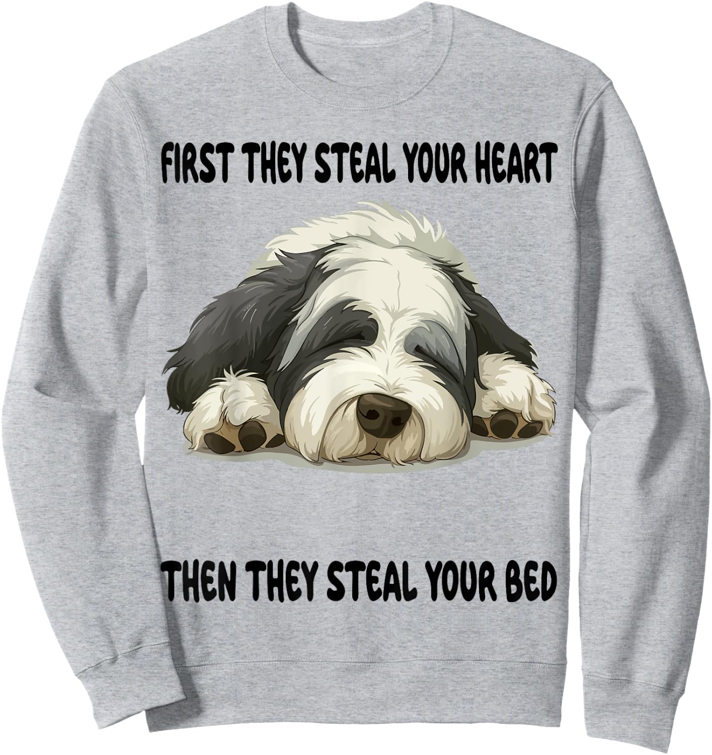 Old English Sheepdog Sleeping Pajamas Nightgown Women Kids Sweatshirt - Sweatshirt | Ash