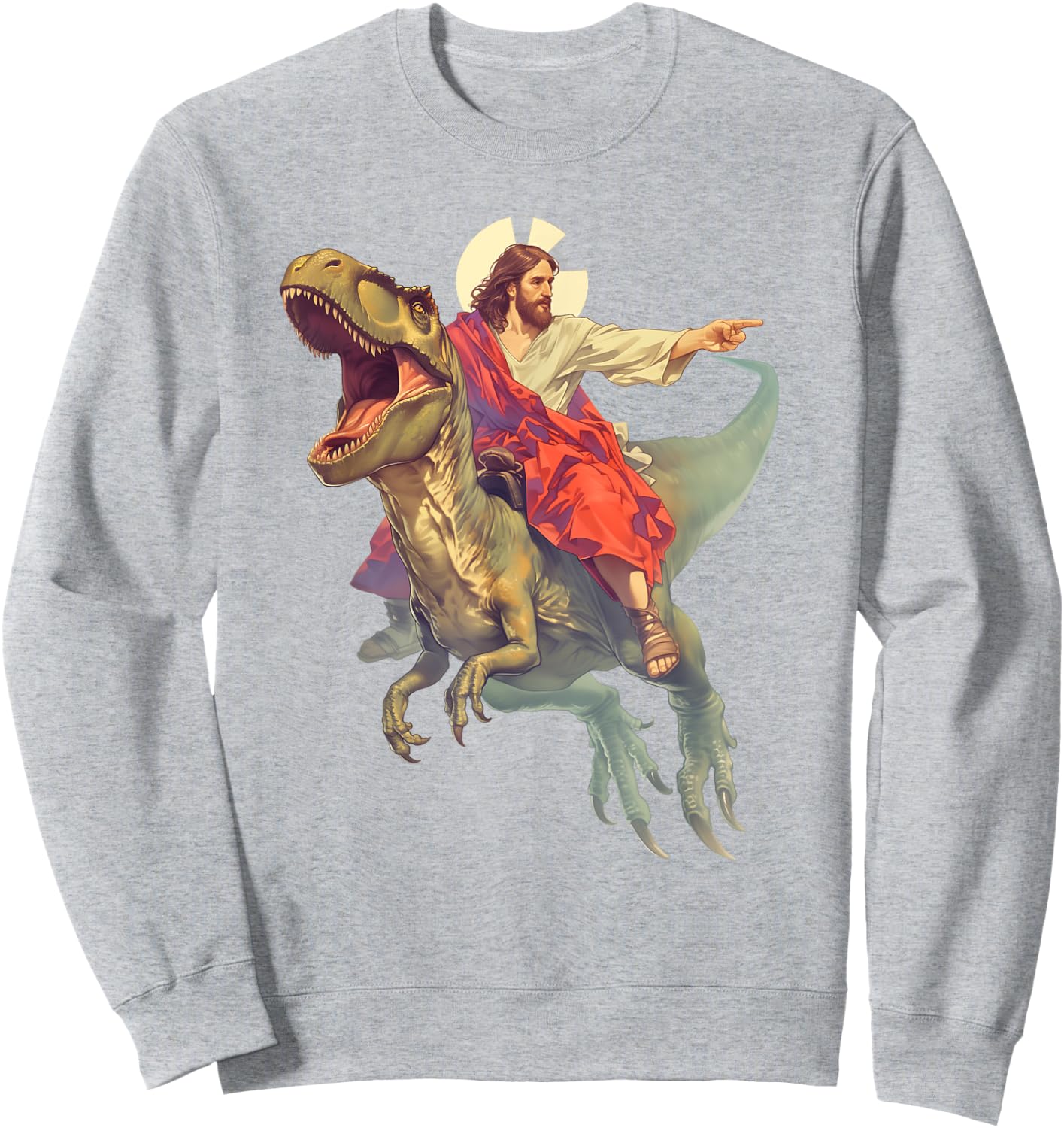 Jesus on Dinosaur | Funny Meme Oddly Specific Weird Ironic Sweatshirt - Sweatshirt | Ash