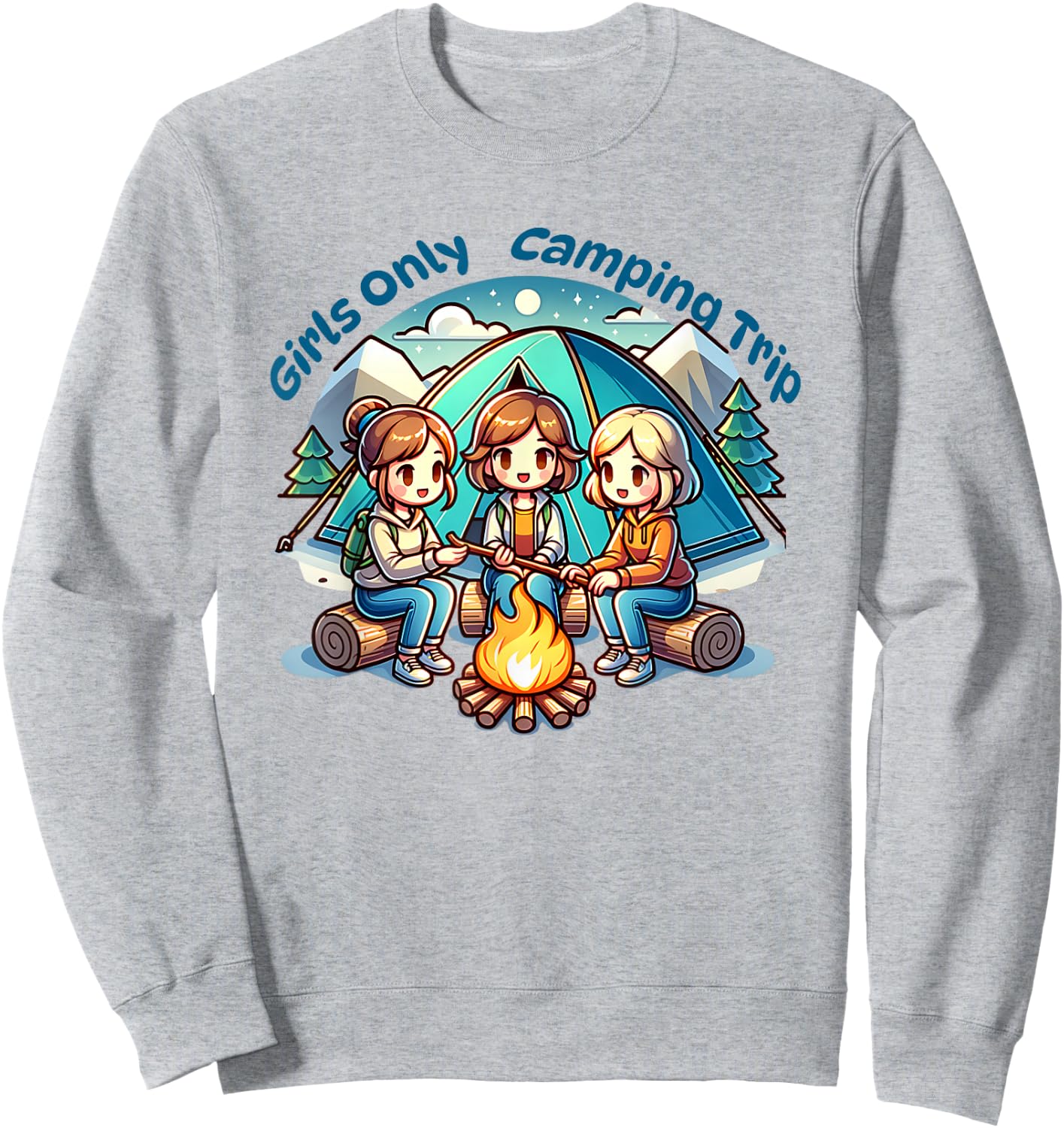 Girls Only Camping Trip Besties Camp Sweatshirt - Sweatshirt | Ash