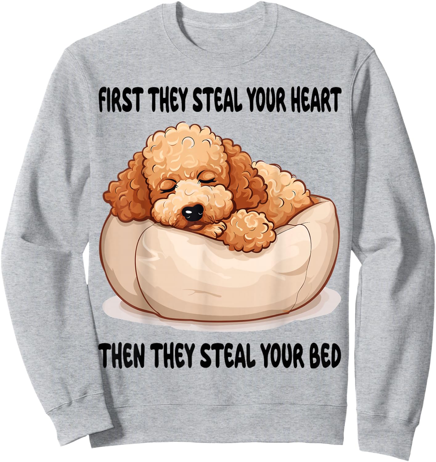 Toy-Poodle Sleeping Pajamas Nightgown Sweatshirt - Sweatshirt | Ash