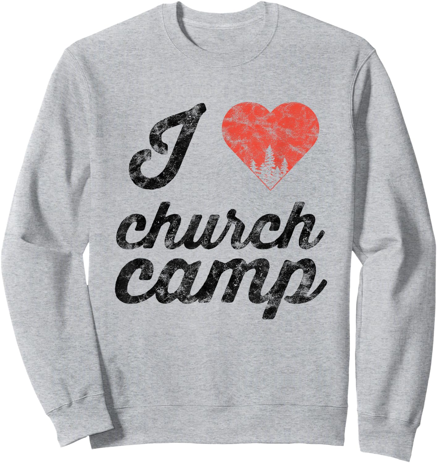 I Love Church Camp Heart Jesus Believer Sweatshirt - Sweatshirt | Ash