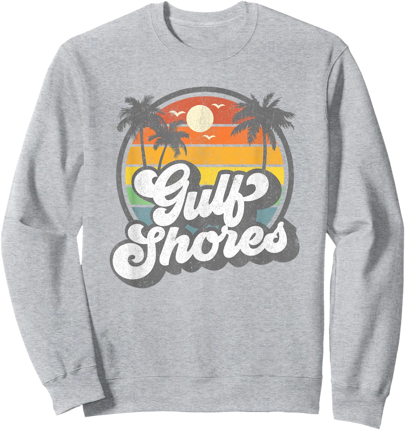 Gulf Shores Alabama Vacation Palm Tree Retro Beach 70s Gift Sweatshirt - Sweatshirt | Ash