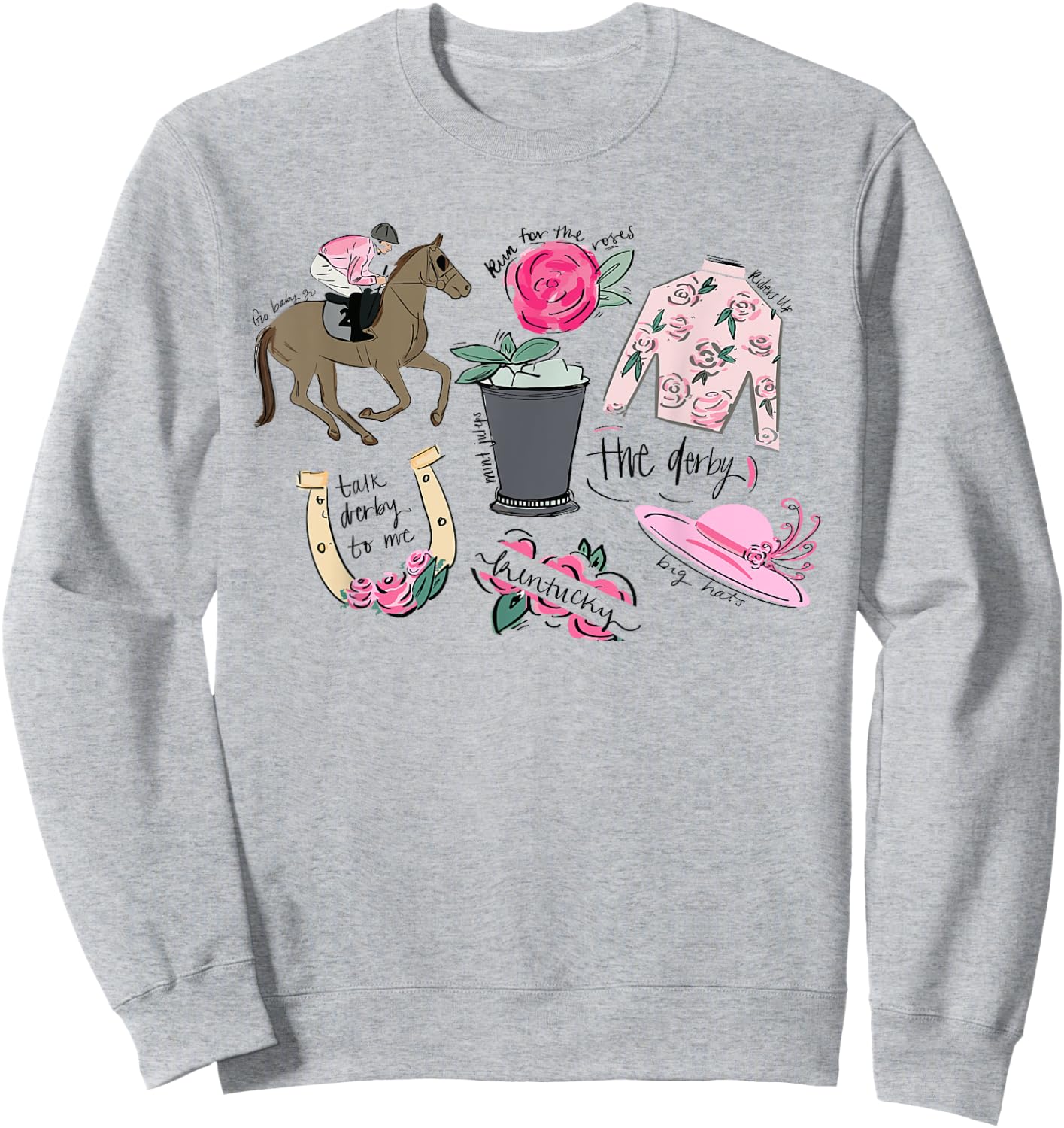 Vibes Go Baby Funny Horse Racing Groovy Race Track Sweatshirt - Sweatshirt | Ash