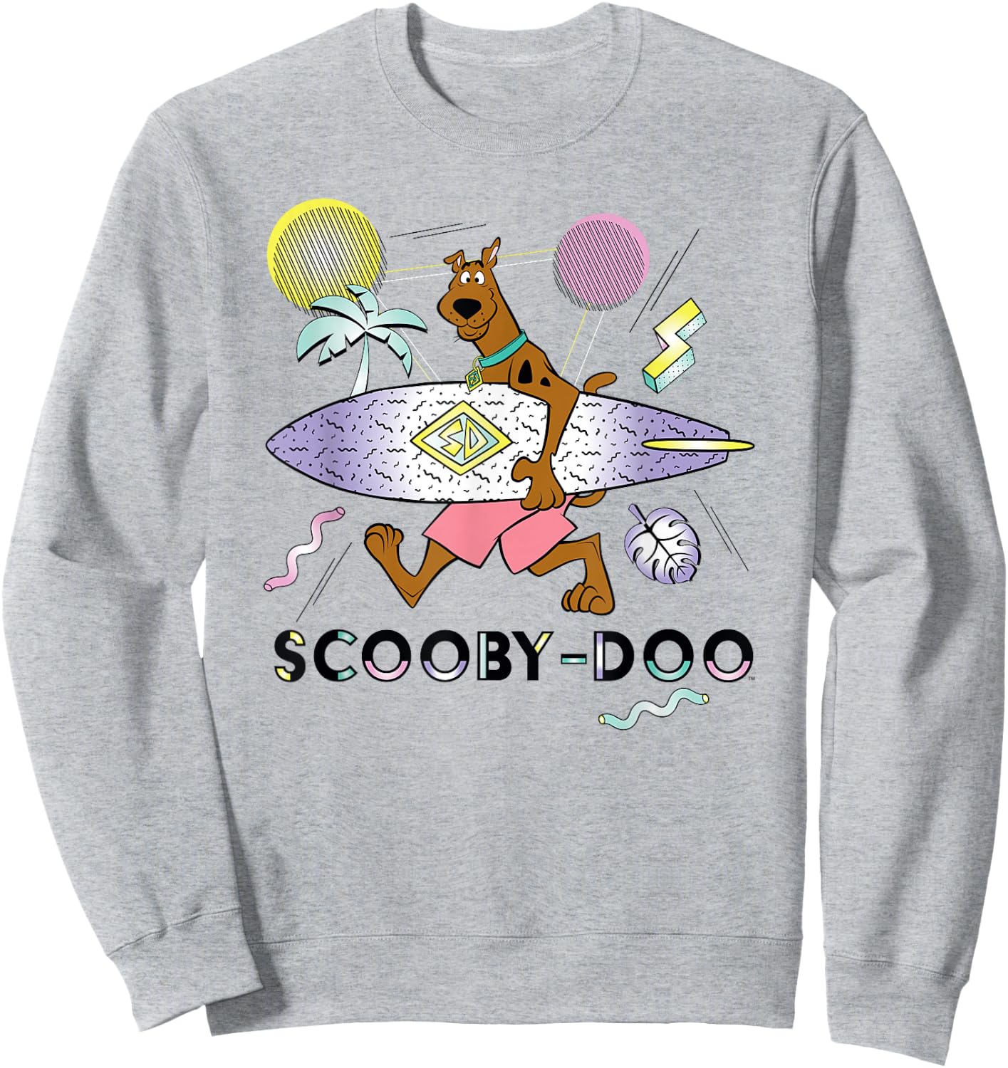 Scooby-Doo Scooby with Surfboard Geometric Sweatshirt - Sweatshirt | Ash
