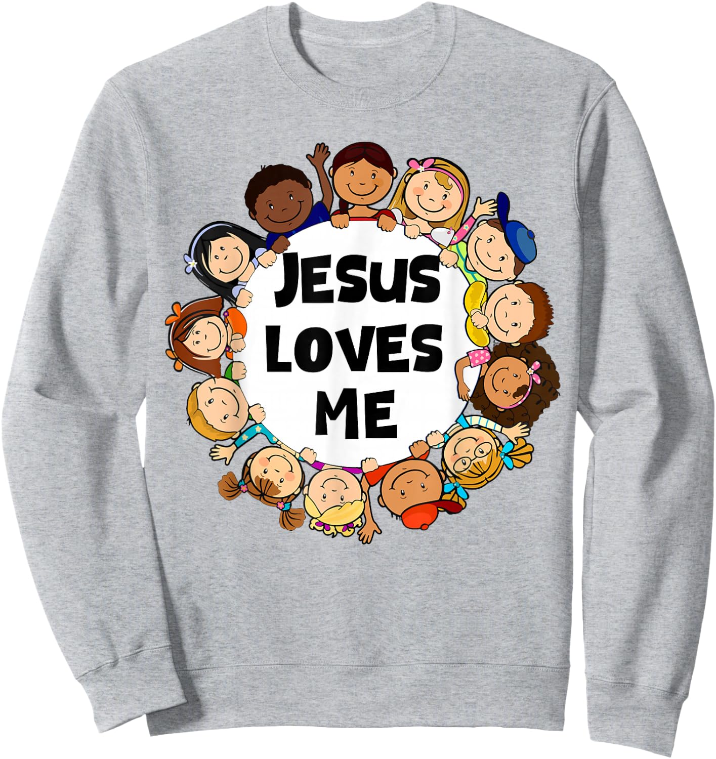 Kids Jesus Loves Me Cute Christian Faith Girl Boy Toddler Sweatshirt - Sweatshirt | Ash