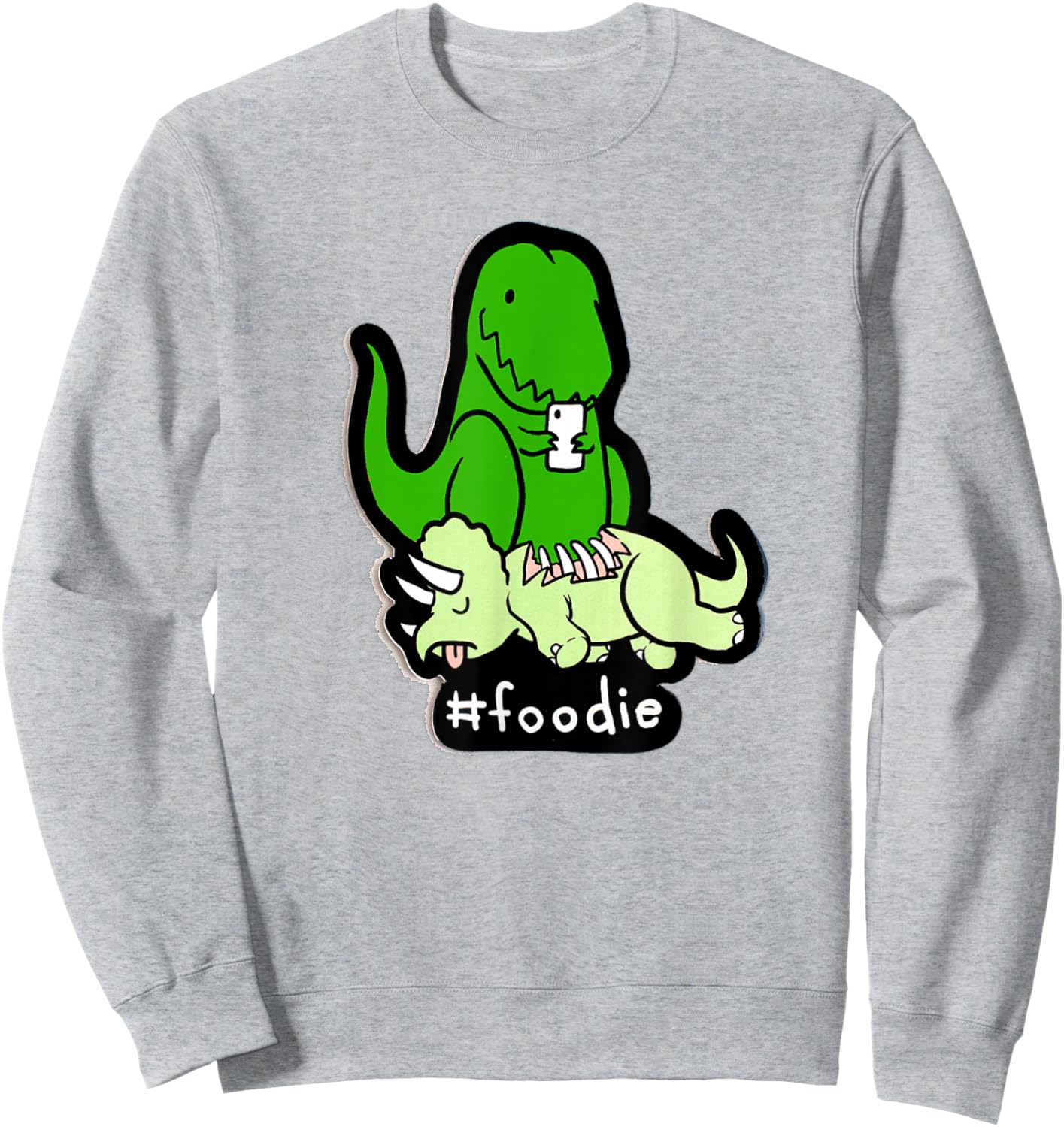 hashstag Foodie Dinosaur Funny Sweatshirt - Sweatshirt | Ash
