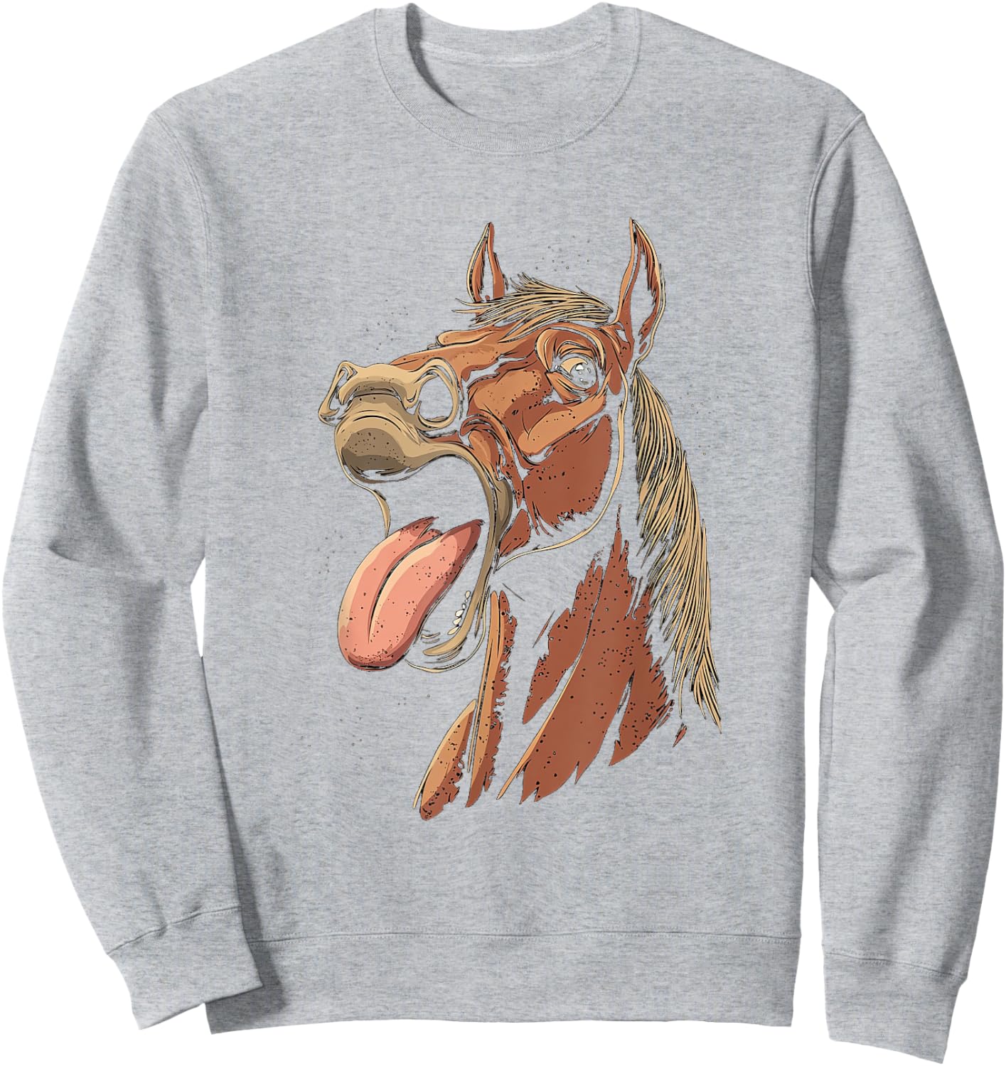 Cool Horse Showing Tongue Horses Riding on Horseback Girl Sweatshirt - Sweatshirt | Ash