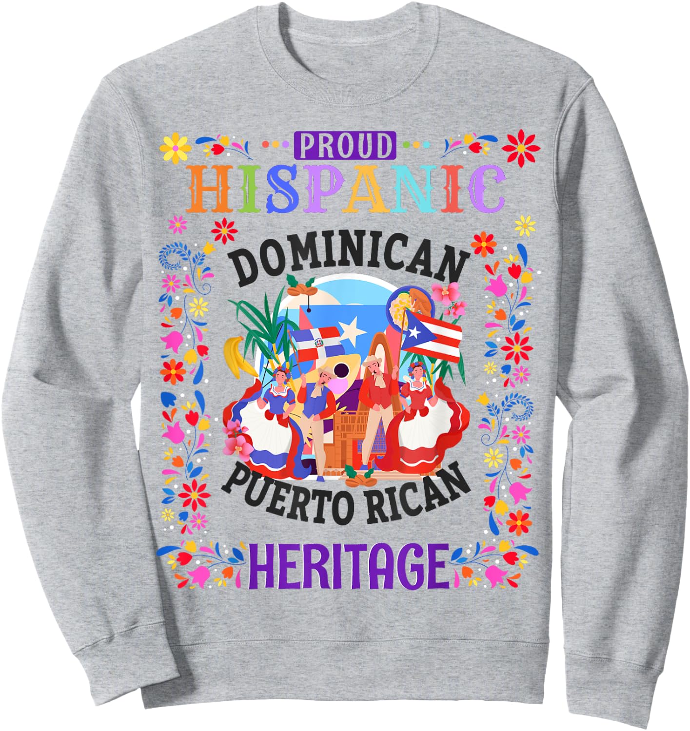 Dominican & Puerto Rican Flag Outfit Idea For Kids Dominican Sweatshirt - Sweatshirt | Ash