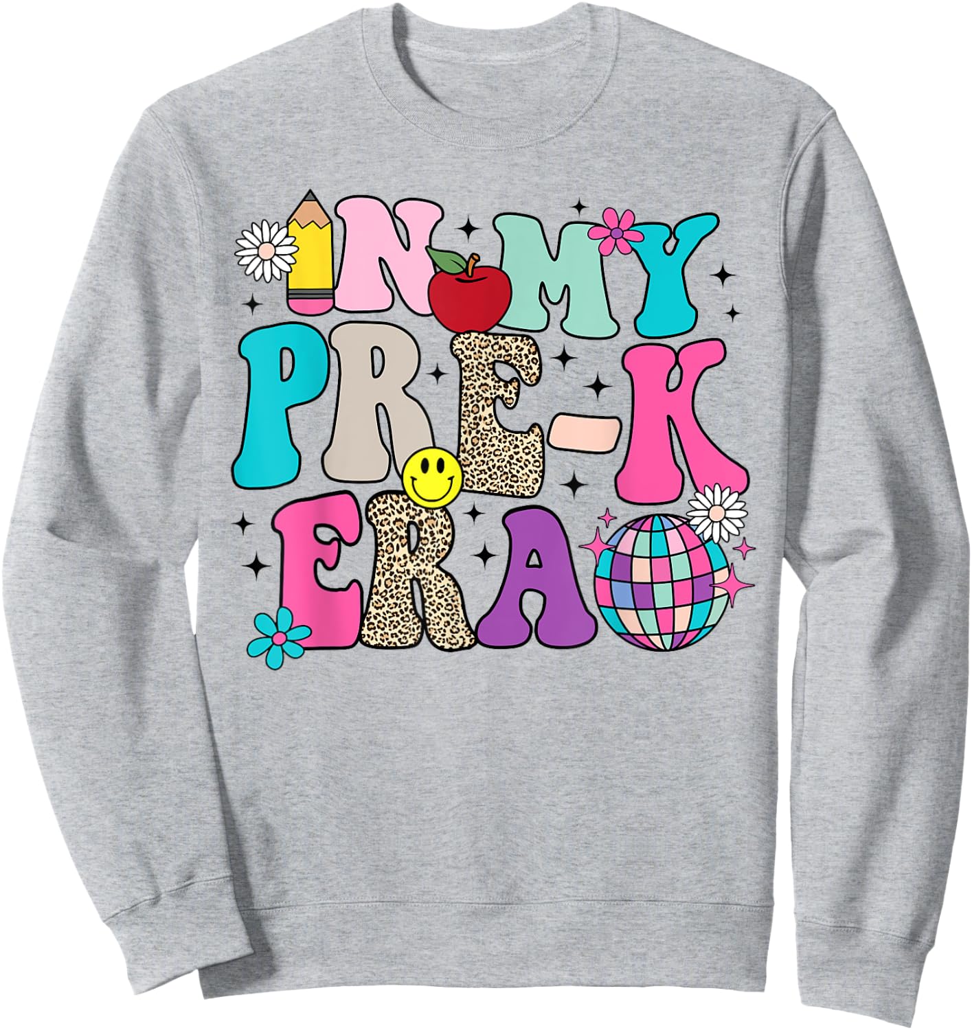 In My Pre-K Era Back To School Retro Groovy Preschool Sweatshirt - Sweatshirt | Ash
