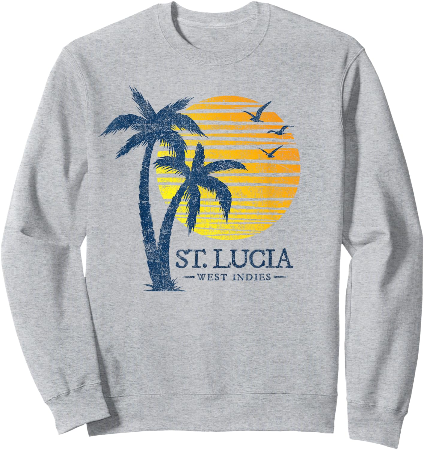 Retro St Lucia Beach Sunset Boys Girls Souvenir Sweatshirt - Sweatshirt | Ash