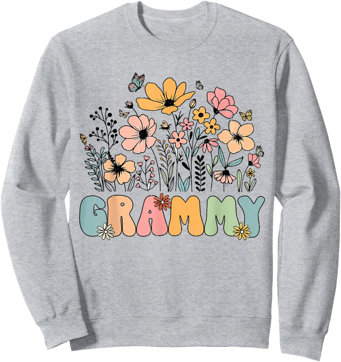 Wildflower Grammy shirt Grammie Grandmother Announcement Sweatshirt - Sweatshirt | Ash