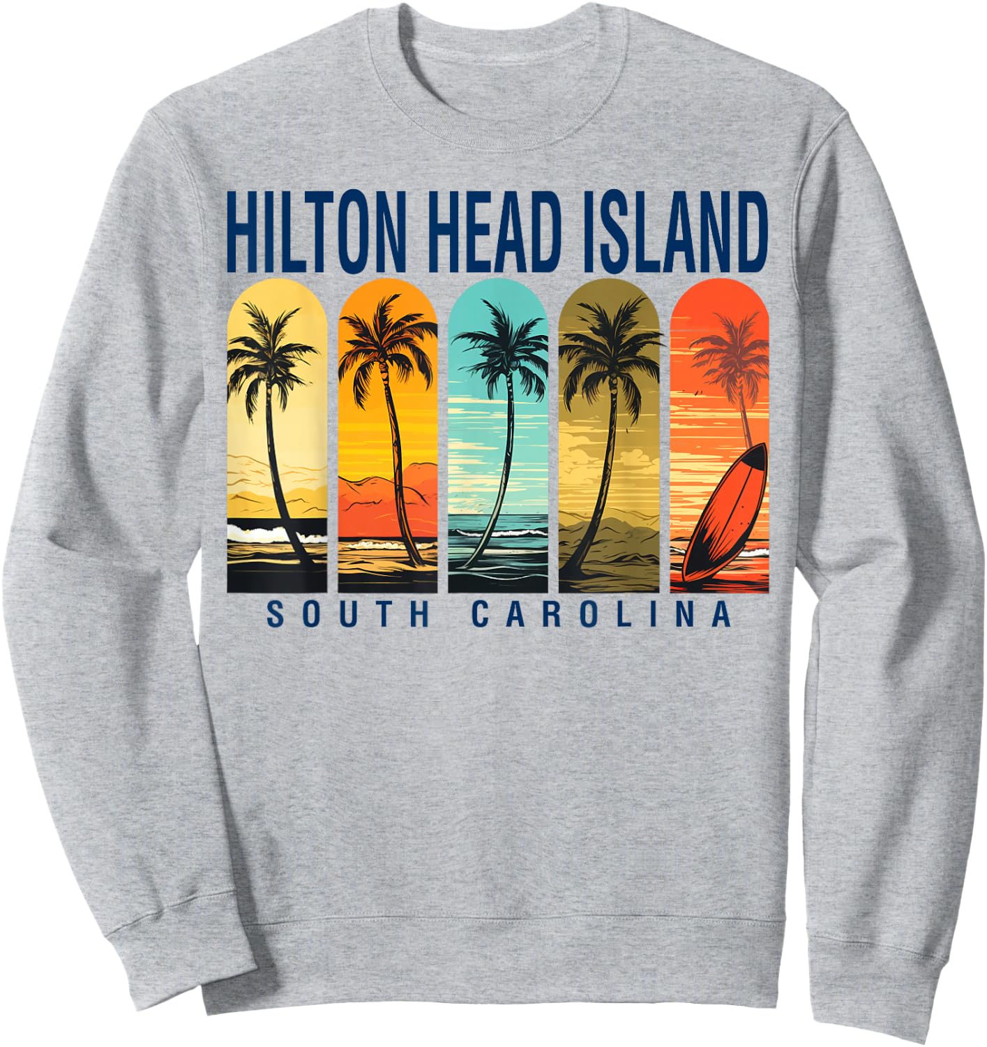 Hilton Head Island Beach South Carolina Surfing Graphic Sweatshirt - Sweatshirt | Ash