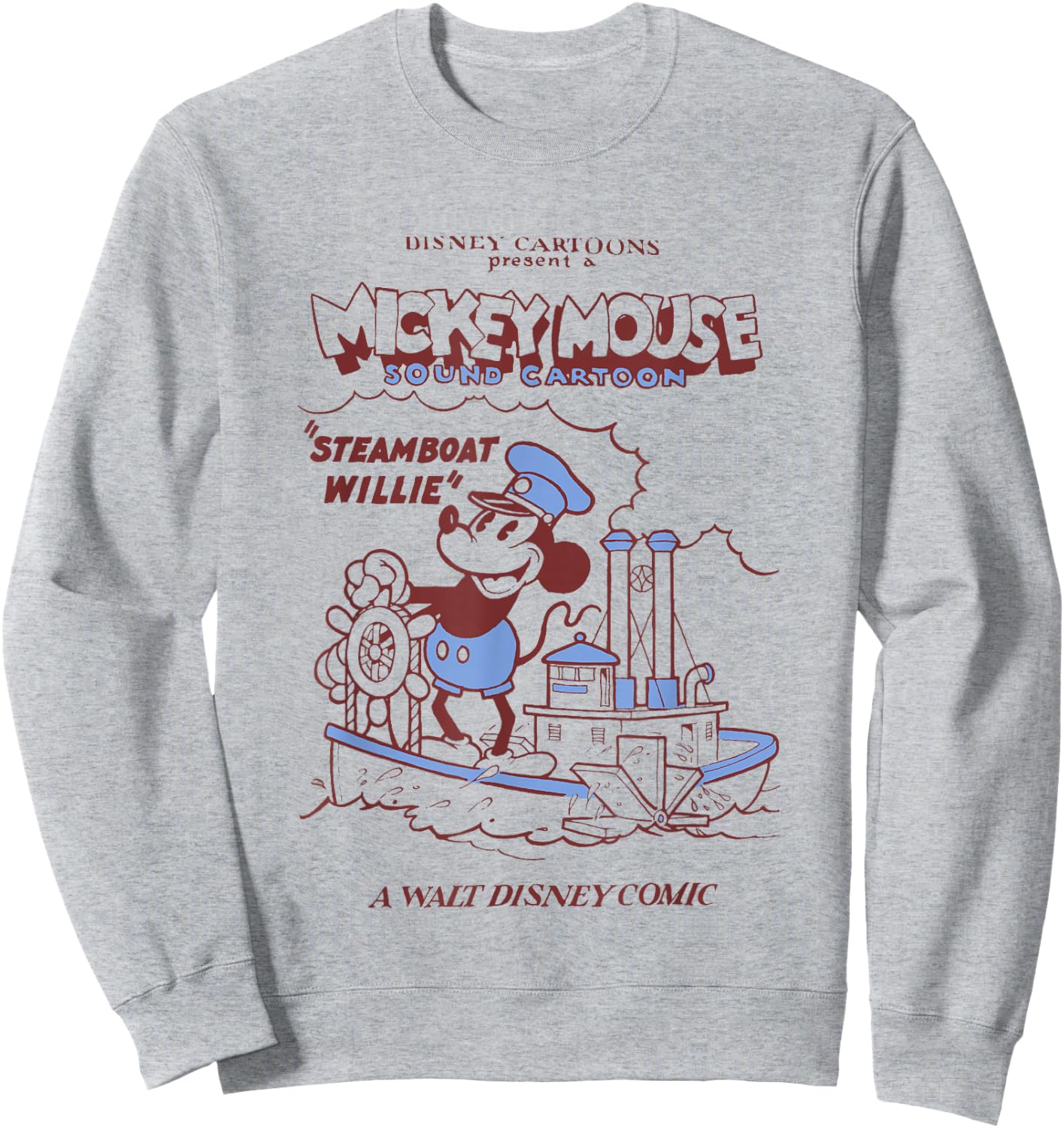 Disney Steamboat Willie A Walt Disney Comic Retro Big Poster Sweatshirt - Sweatshirt | Ash