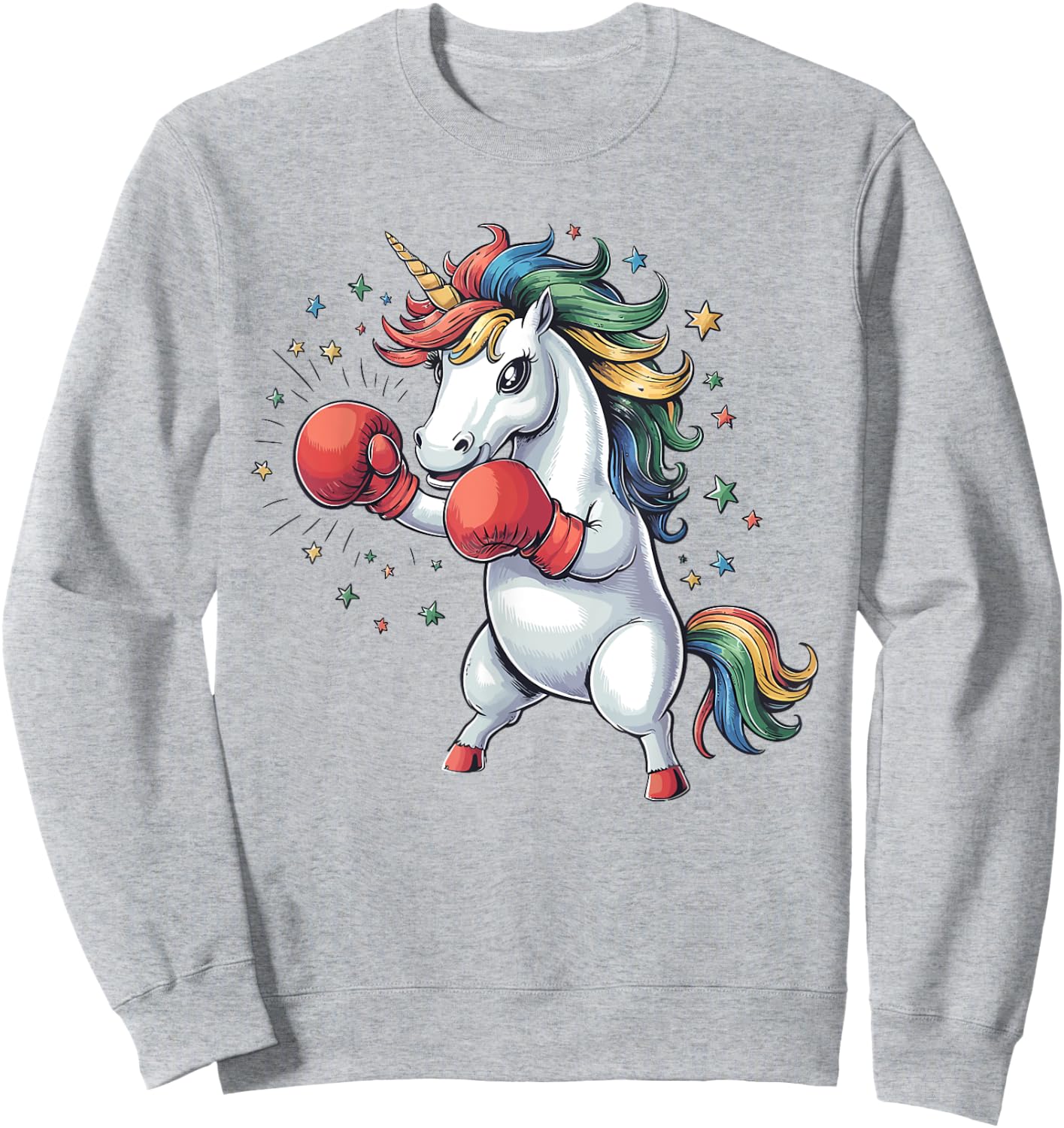 Boxing Unicorn with Gloves Kids Adults Fighting Kickboxing Sweatshirt - Sweatshirt | Ash