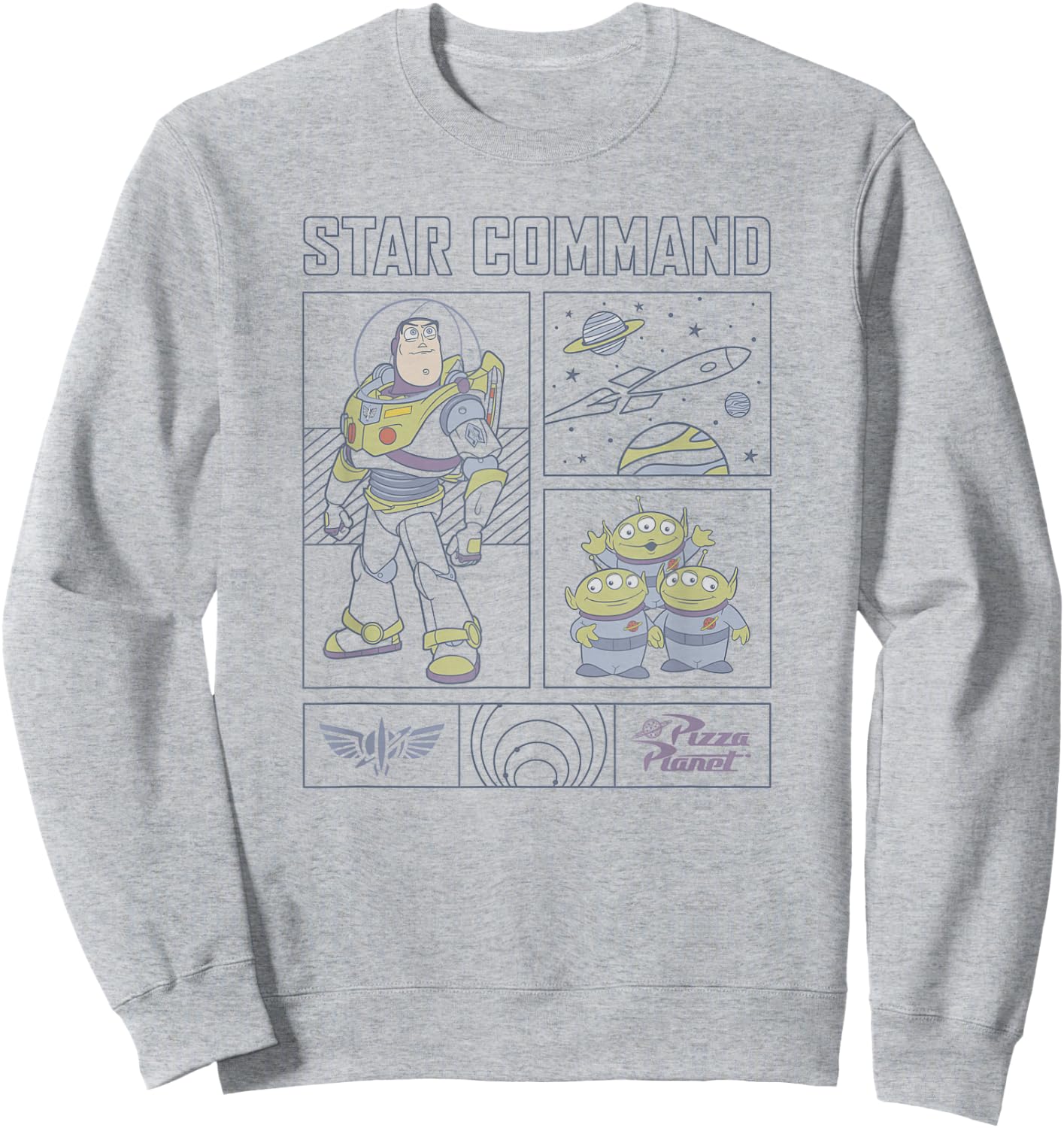 Disney Pixar Toy Story Buzz Lightyear Star Command Comic Sweatshirt - Sweatshirt | Ash