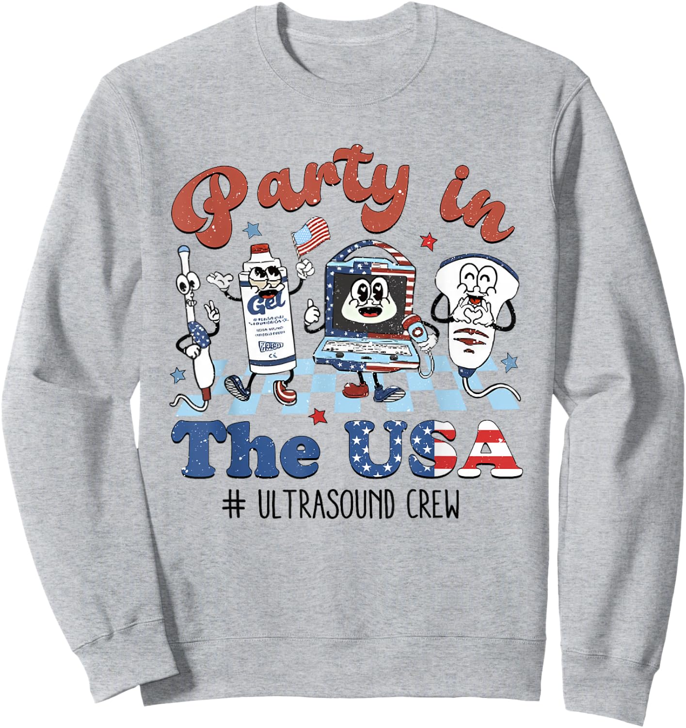 Women Retro Ultrasound Tech 4th of July Sonographer RDMS Sweatshirt - Sweatshirt | Ash