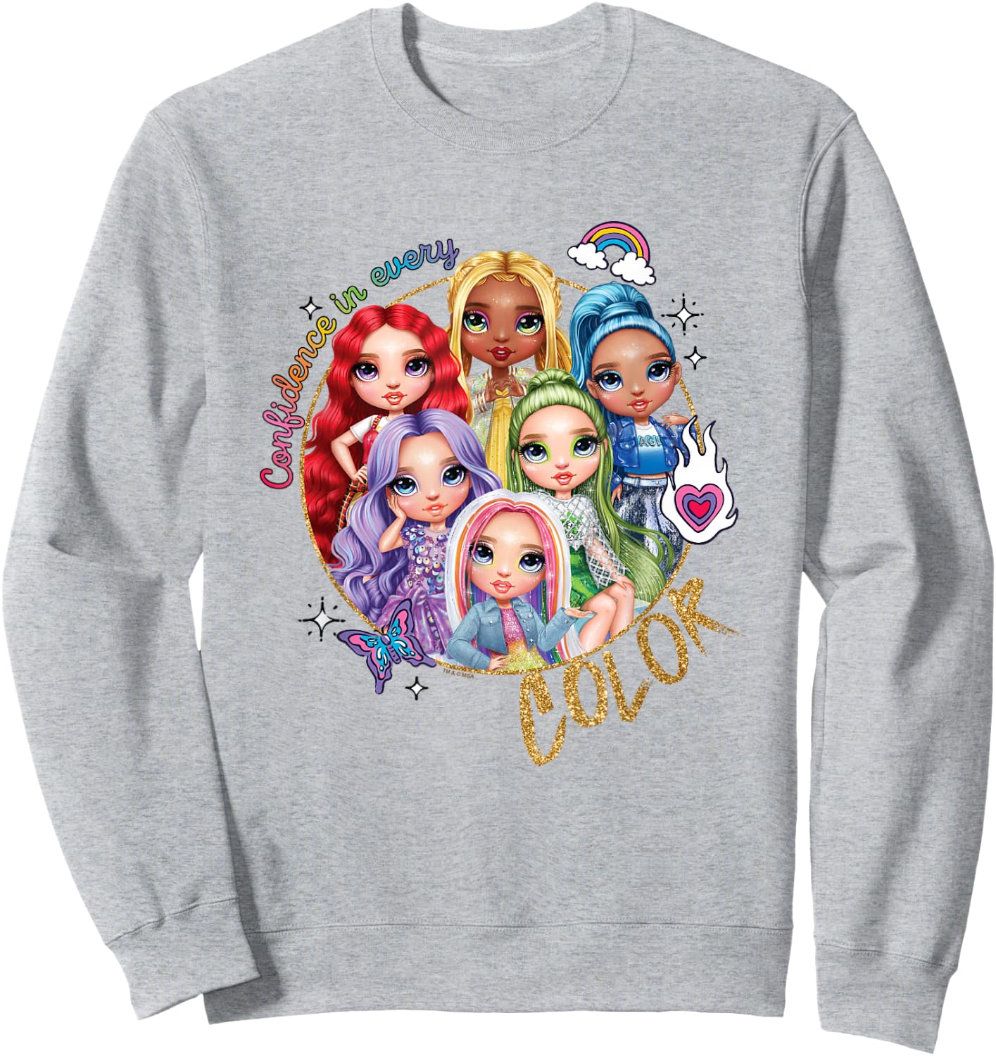 Rainbow High Confidence in Every Color Retro Group Portrait Sweatshirt - Sweatshirt | Ash
