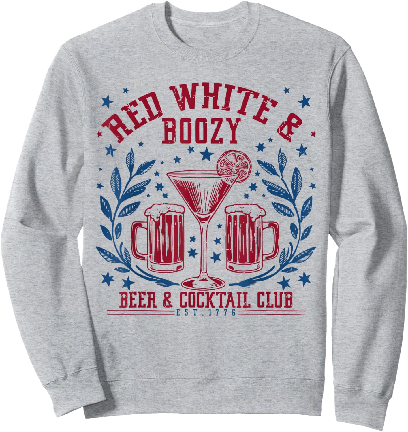 Funny 4th Of July Red White and Boozy Patriotic American Men Sweatshirt - Sweatshirt | Ash