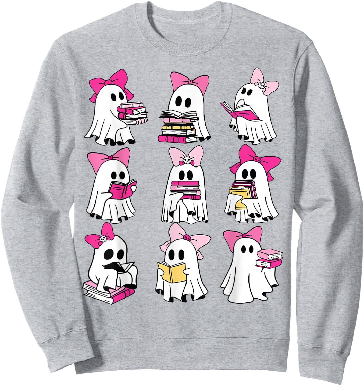 Halloween Pink Ghost Read More Books Spooky Boo Teacher Kids Sweatshirt - Sweatshirt | Ash