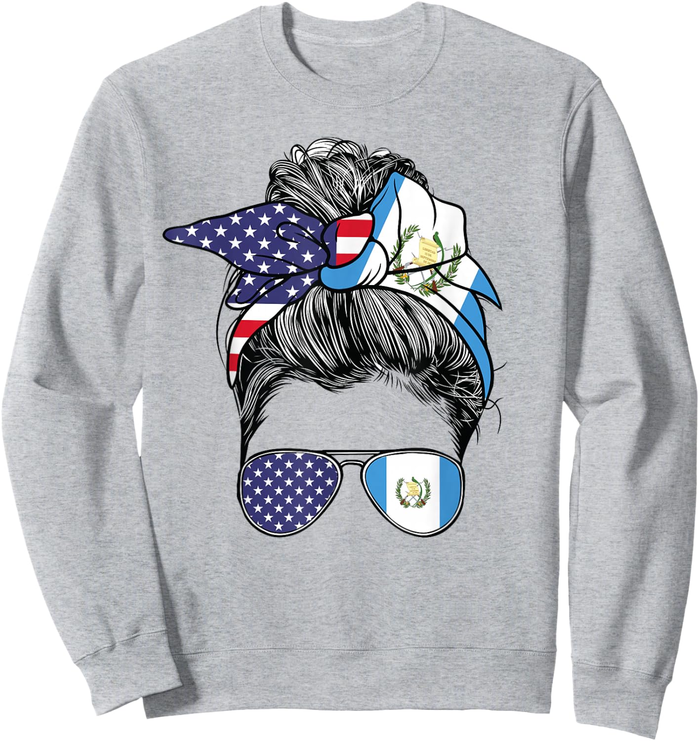 Guatemalan Women Girl USA Heritage American Guatemala Flag Sweatshirt - Sweatshirt | Ash